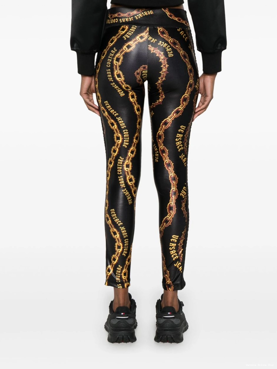 Affordable Women chain-print leggings Jeans Couture Versace 0324